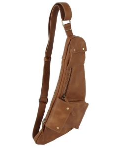 Multi Pocket Sling Bag Fanny Pack CQF013 MOCHA